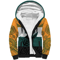 AUNZ Rugby Custom Sherpa Hoodie Australia Kangaroo New Zealand Silver Fern LT14 Unisex Yellow - Polynesian Pride