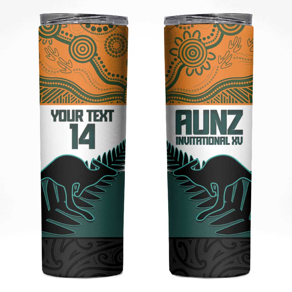 AUNZ Rugby Custom Skinny Tumbler Australia Kangaroo New Zealand Silver Fern - Polynesian Pride