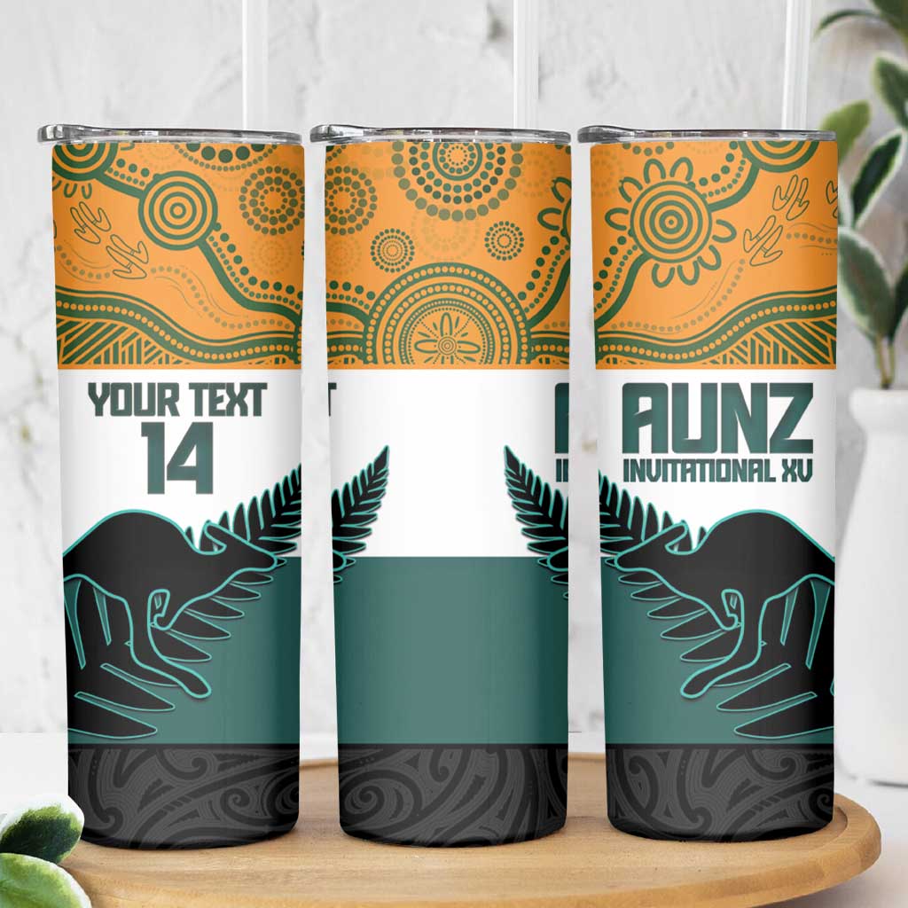 AUNZ Rugby Custom Skinny Tumbler Australia Kangaroo New Zealand Silver Fern LT14 - Polynesian Pride