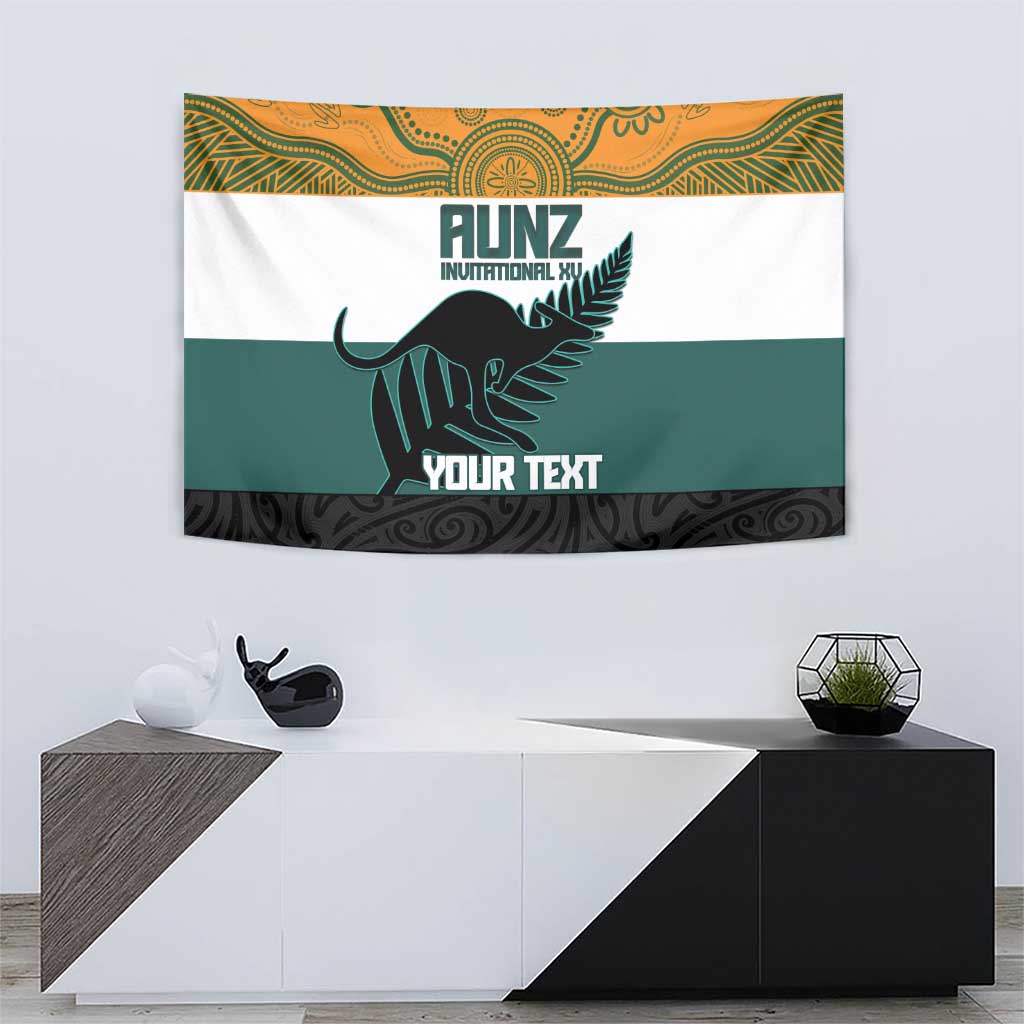 AUNZ Rugby Custom Tapestry Australia Kangaroo New Zealand Silver Fern - Polynesian Pride