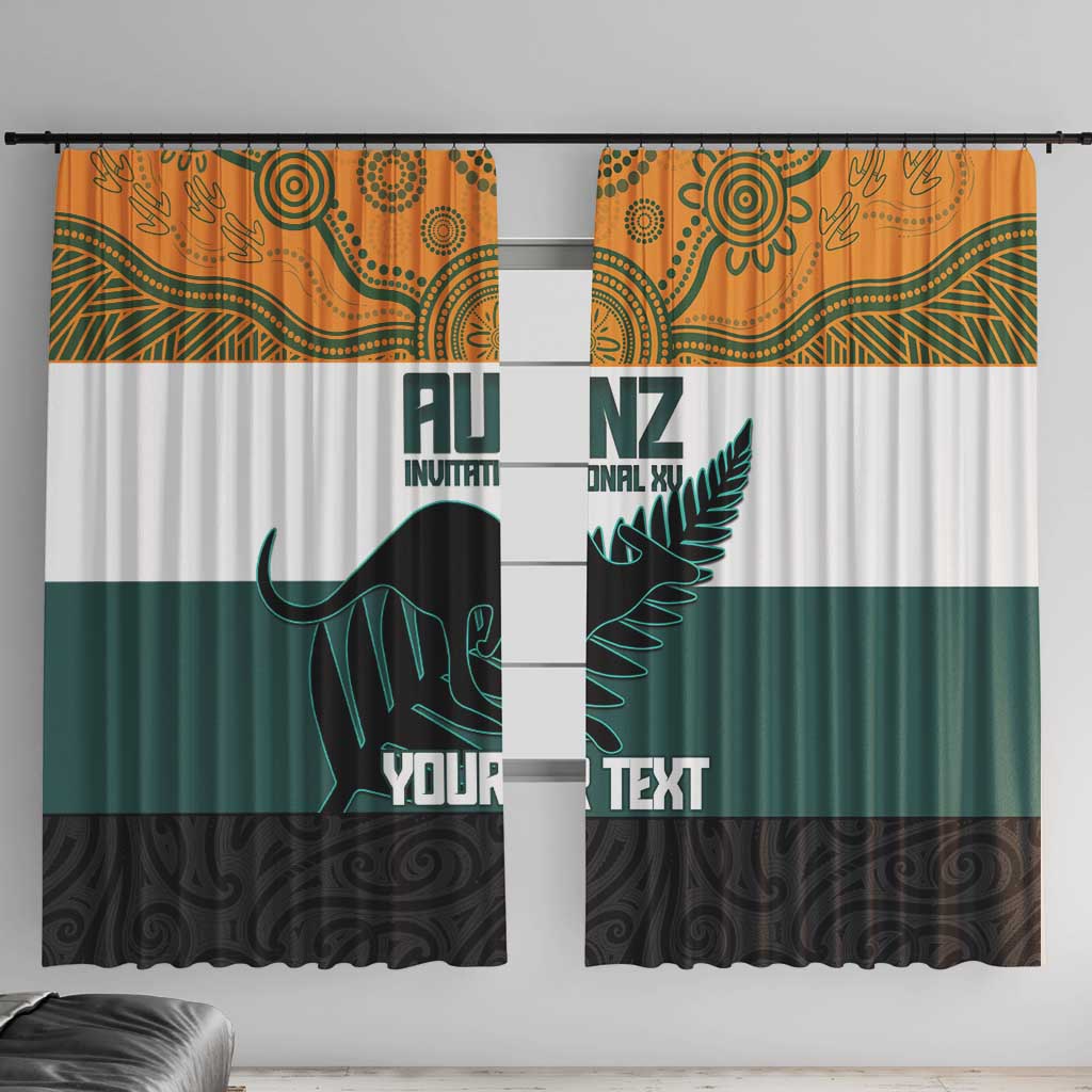 AUNZ Rugby Custom Window Curtain Australia Kangaroo New Zealand Silver Fern - Polynesian Pride