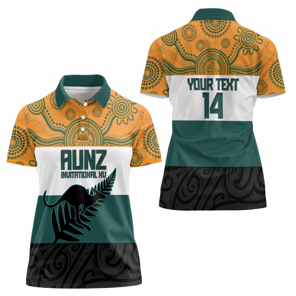 AUNZ Rugby Custom Women Polo Shirt Australia Kangaroo New Zealand Silver Fern - Polynesian Pride