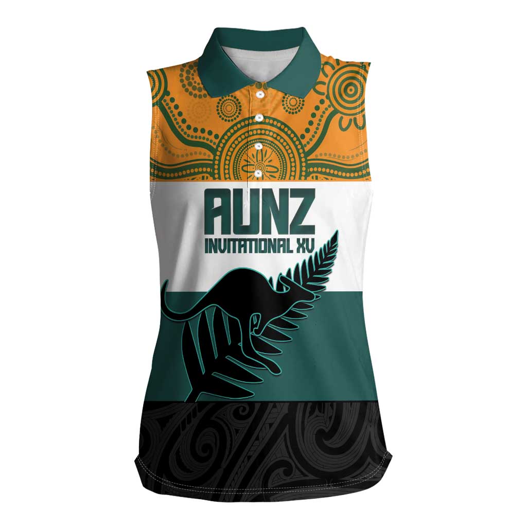 AUNZ Rugby Custom Women Sleeveless Polo Shirt Australia Kangaroo New Zealand Silver Fern LT14 Female Yellow - Polynesian Pride