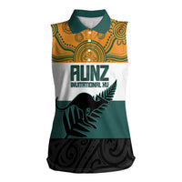 AUNZ Rugby Custom Women Sleeveless Polo Shirt Australia Kangaroo New Zealand Silver Fern LT14 Female Yellow - Polynesian Pride