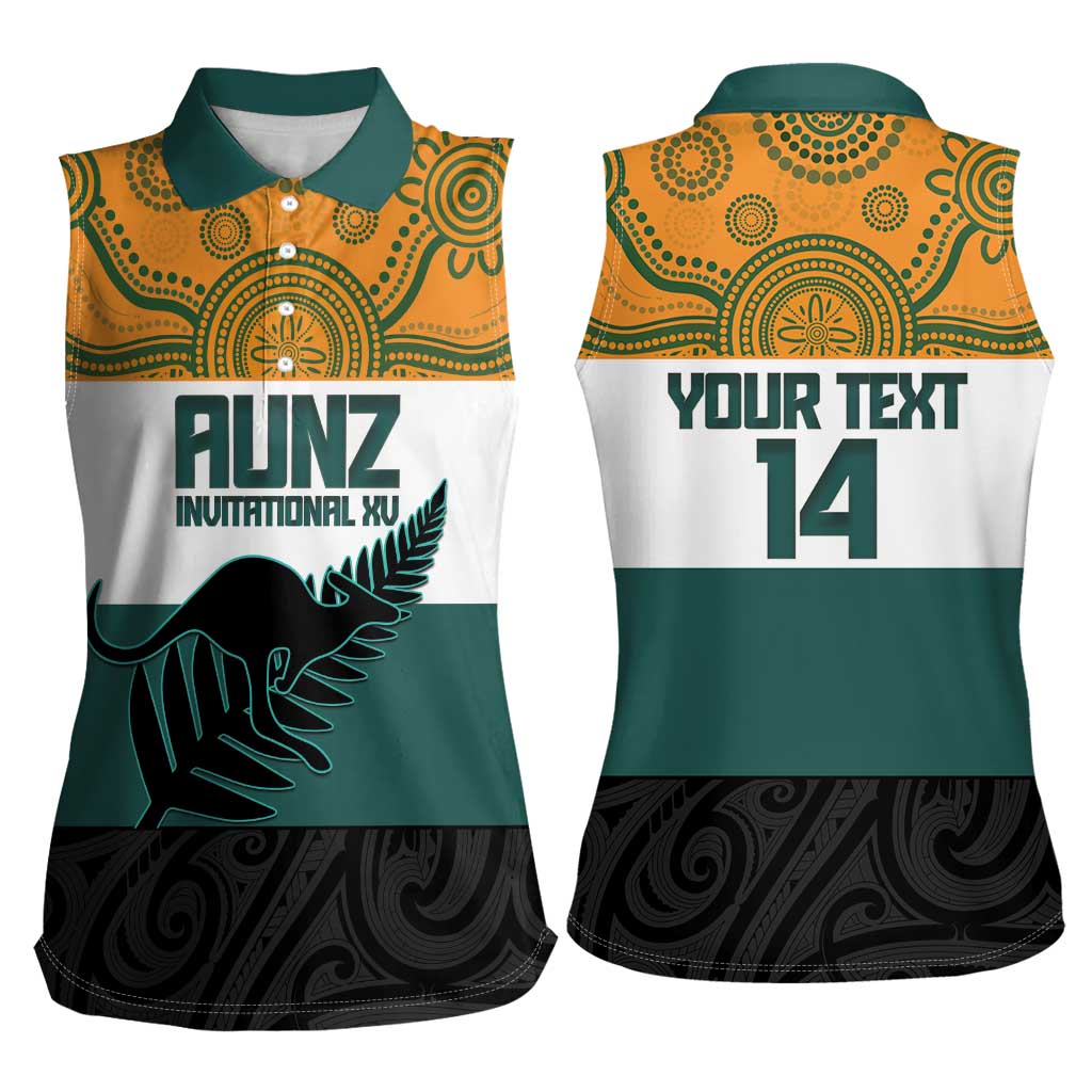 AUNZ Rugby Custom Women Sleeveless Polo Shirt Australia Kangaroo New Zealand Silver Fern LT14 - Polynesian Pride