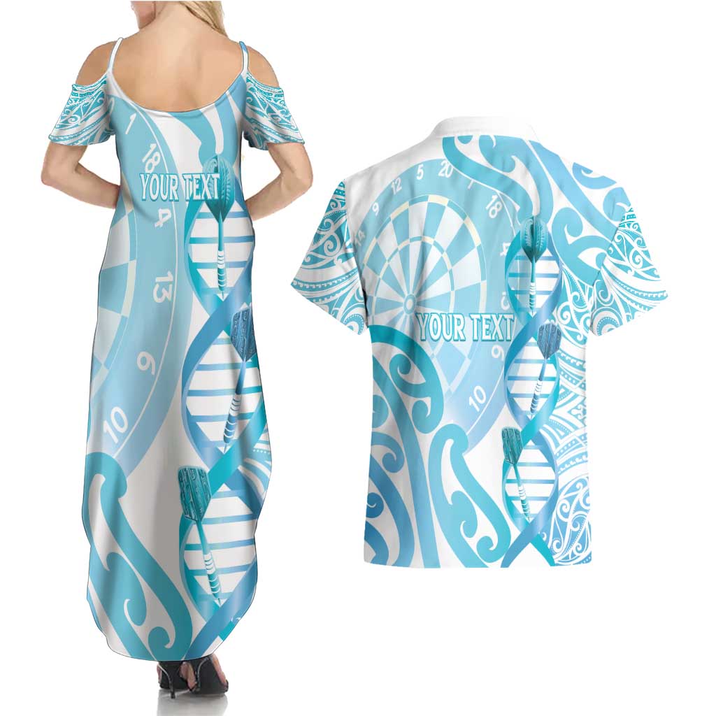 Personalised New Zealand Darts Couples Matching Summer Maxi Dress and Hawaiian Shirt Aotearoa Maori Its In My DNA White LT14 - Polynesian Pride
