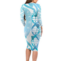 Personalised New Zealand Darts Family Matching Long Sleeve Bodycon Dress and Hawaiian Shirt Aotearoa Maori Its In My DNA White LT14 - Polynesian Pride