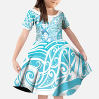 Personalised New Zealand Darts Family Matching Off The Shoulder Long Sleeve Dress and Hawaiian Shirt Aotearoa Maori Its In My DNA White LT14 Daughter's Dress White - Polynesian Pride
