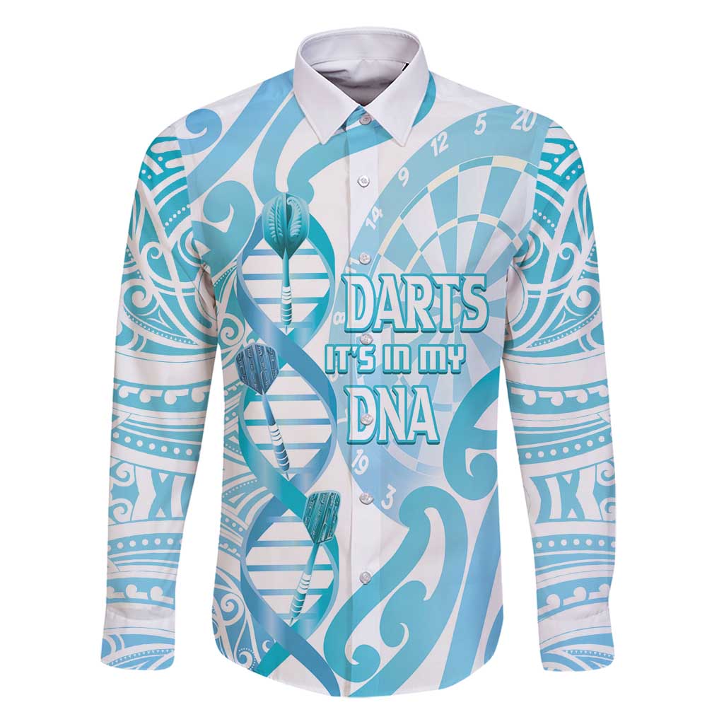 Personalised New Zealand Darts Family Matching Off Shoulder Maxi Dress and Hawaiian Shirt Aotearoa Maori Its In My DNA White LT14 Dad's Shirt - Long Sleeve White - Polynesian Pride