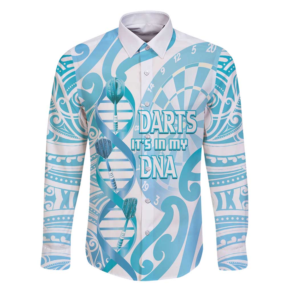 Personalised New Zealand Darts Family Matching Puletasi and Hawaiian Shirt Aotearoa Maori Its In My DNA White LT14 Dad's Shirt - Long Sleeve White - Polynesian Pride