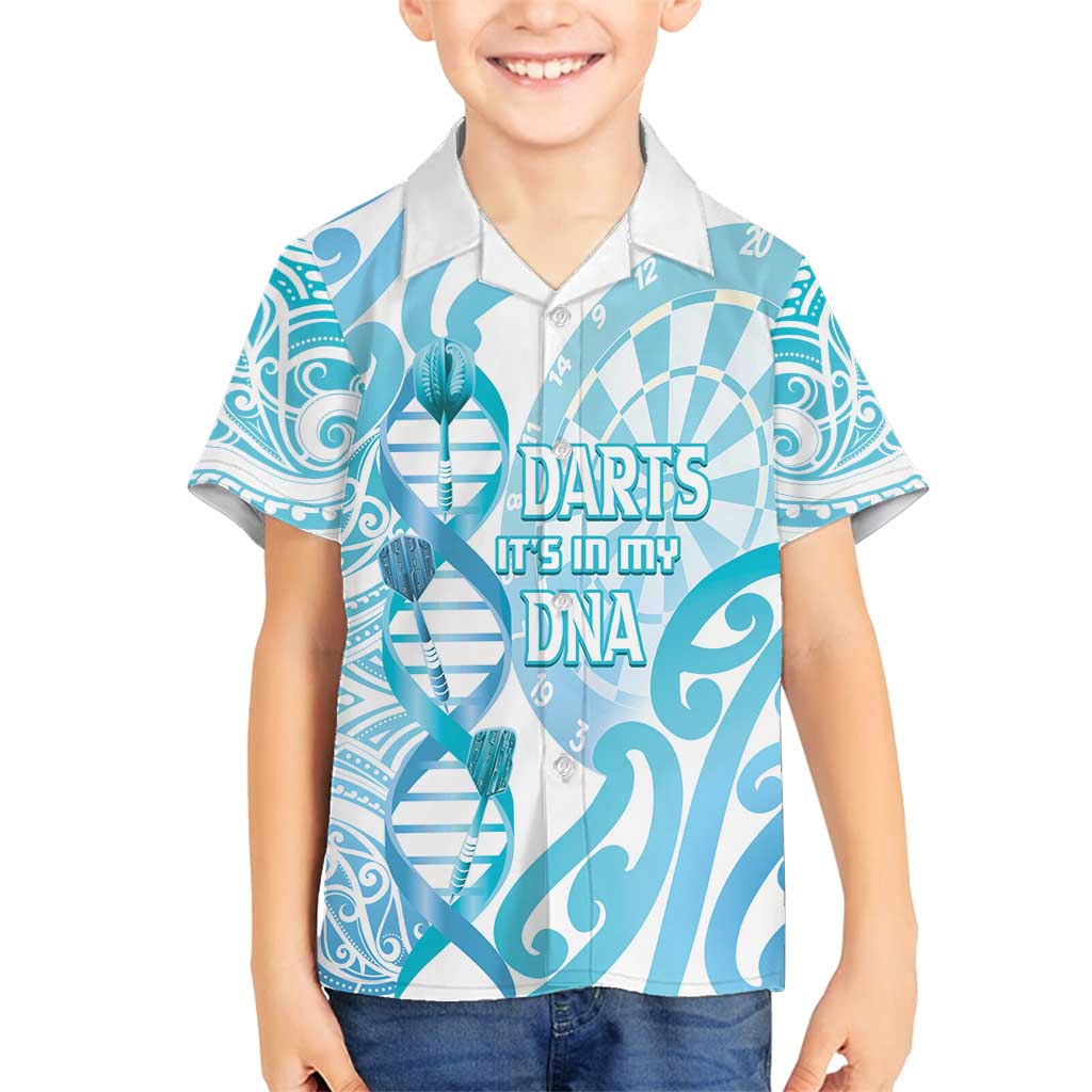 Personalised New Zealand Darts Family Matching Puletasi and Hawaiian Shirt Aotearoa Maori Its In My DNA White LT14 Son's Shirt White - Polynesian Pride