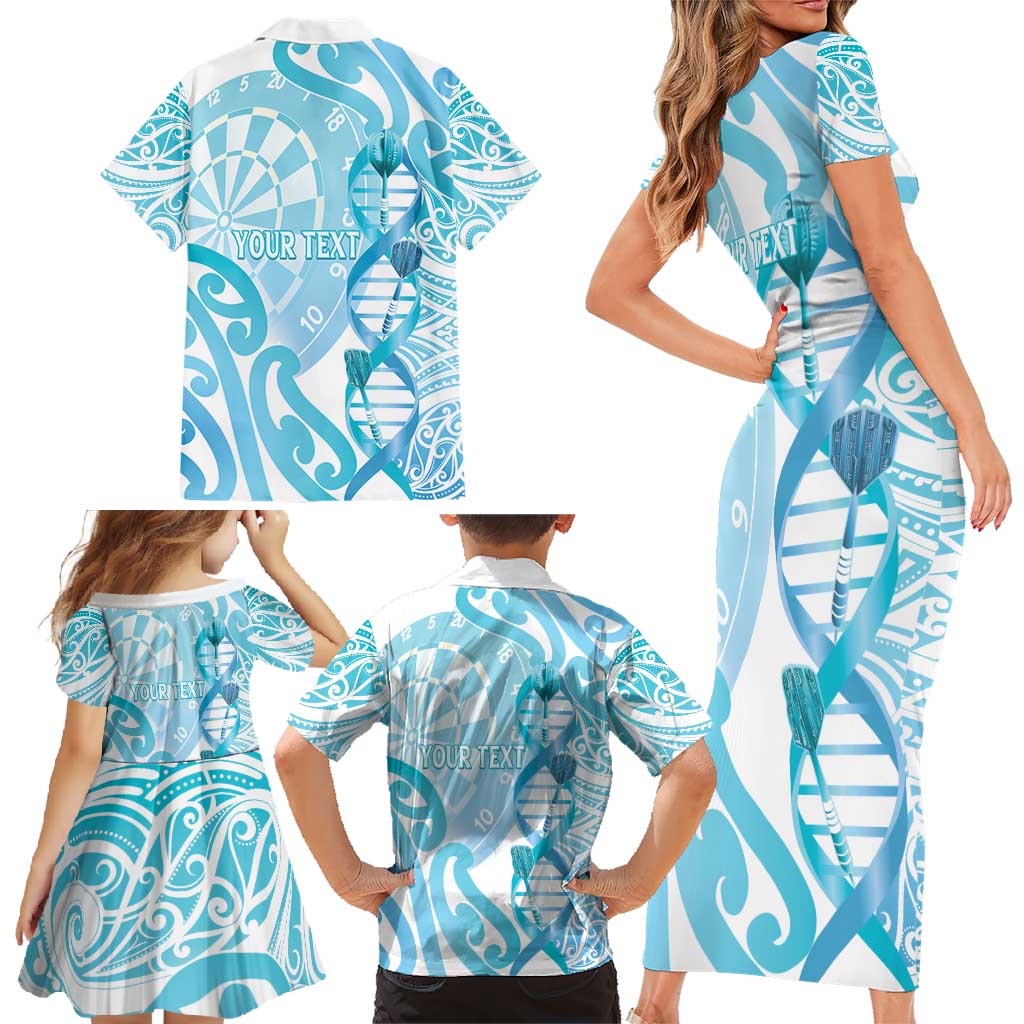 Personalised New Zealand Darts Family Matching Short Sleeve Bodycon Dress and Hawaiian Shirt Aotearoa Maori Its In My DNA White LT14 - Polynesian Pride