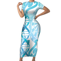 Personalised New Zealand Darts Family Matching Short Sleeve Bodycon Dress and Hawaiian Shirt Aotearoa Maori Its In My DNA White LT14 Mom's Dress White - Polynesian Pride