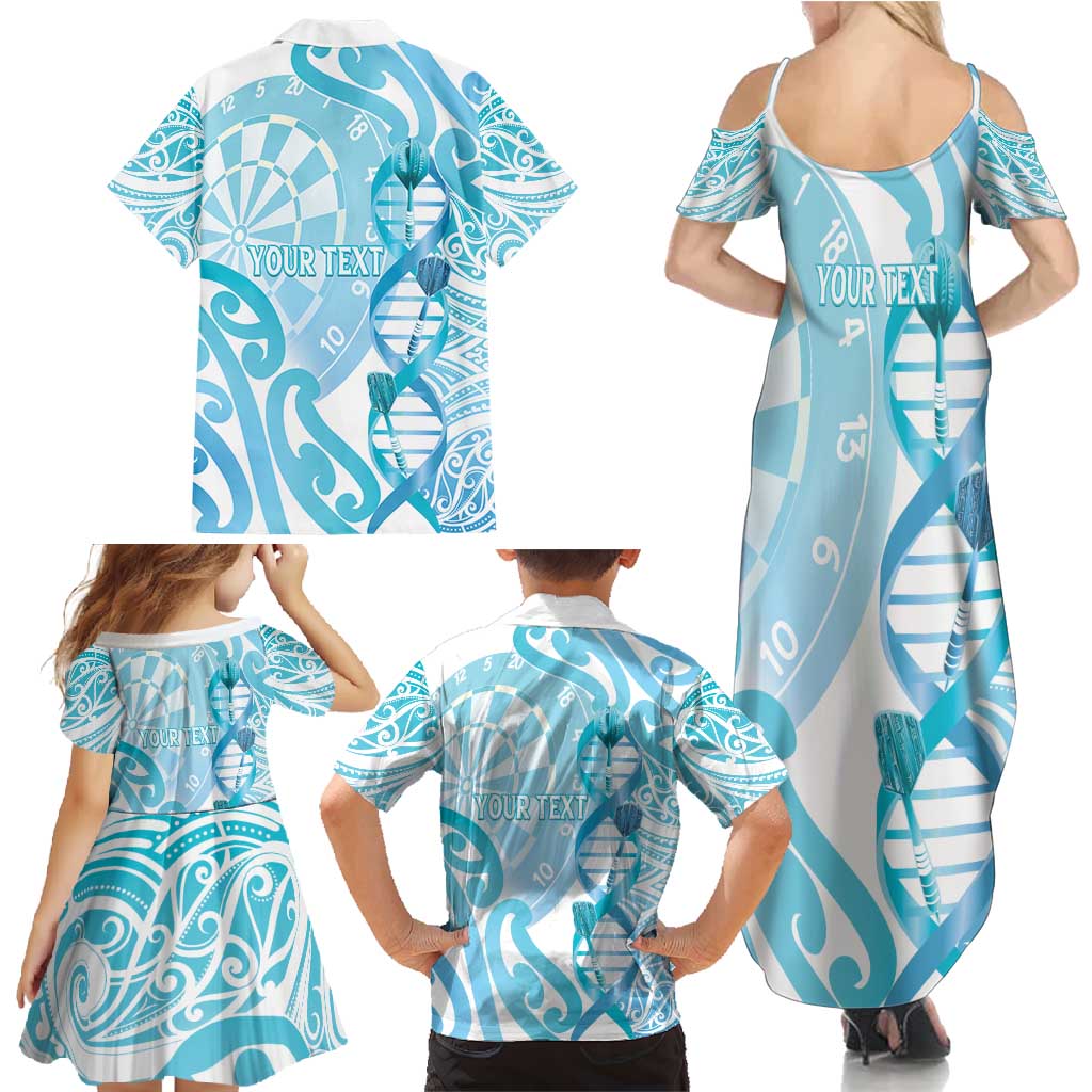 Personalised New Zealand Darts Family Matching Summer Maxi Dress and Hawaiian Shirt Aotearoa Maori Its In My DNA White LT14 - Polynesian Pride