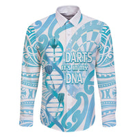 Personalised New Zealand Darts Family Matching Summer Maxi Dress and Hawaiian Shirt Aotearoa Maori Its In My DNA White LT14 Dad's Shirt - Long Sleeve White - Polynesian Pride