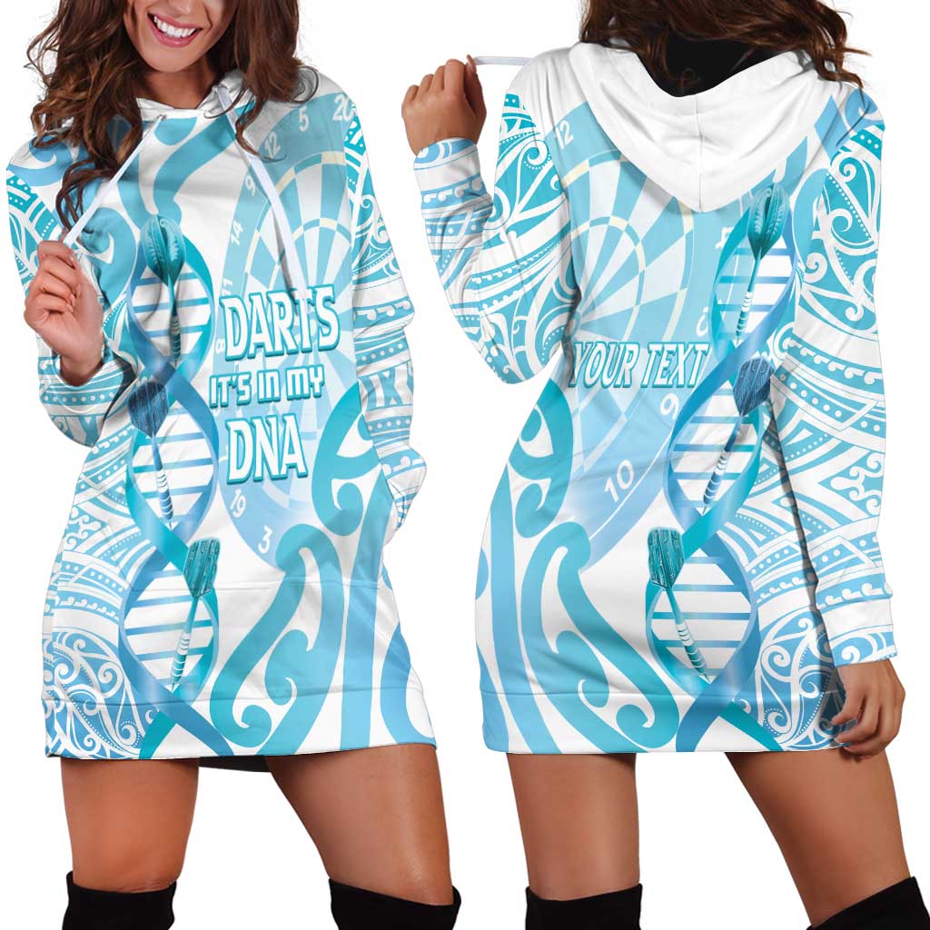 Personalised New Zealand Darts Hoodie Dress Aotearoa Maori Its In My DNA White LT14 - Polynesian Pride