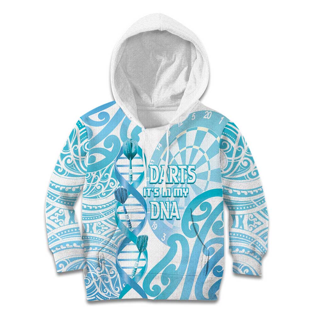 Personalised New Zealand Darts Kid Hoodie Aotearoa Maori Its In My DNA White LT14 Hoodie White - Polynesian Pride