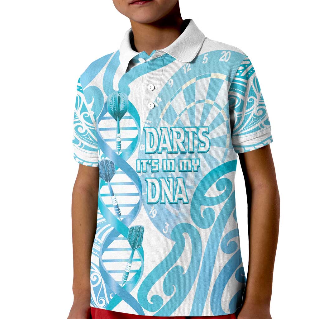 Personalised New Zealand Darts Kid Polo Shirt Aotearoa Maori Its In My DNA White LT14 Kid White - Polynesian Pride