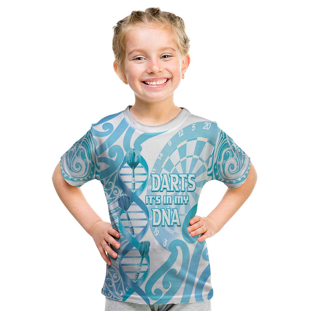 Personalised New Zealand Darts Kid T Shirt Aotearoa Maori Its In My DNA White LT14 White - Polynesian Pride