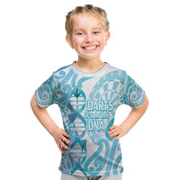 Personalised New Zealand Darts Kid T Shirt Aotearoa Maori Its In My DNA White LT14 White - Polynesian Pride