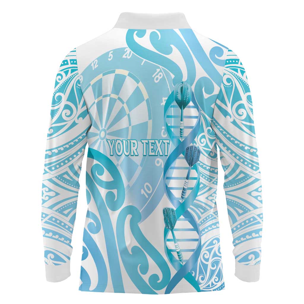 Personalised New Zealand Darts Long Sleeve Polo Shirt Aotearoa Maori Its In My DNA White LT14 - Polynesian Pride