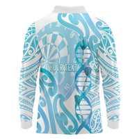 Personalised New Zealand Darts Long Sleeve Polo Shirt Aotearoa Maori Its In My DNA White LT14 - Polynesian Pride