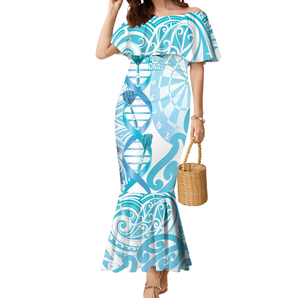 Personalised New Zealand Darts Mermaid Dress Aotearoa Maori Its In My DNA White LT14 Women White - Polynesian Pride