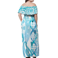 Personalised New Zealand Darts Off Shoulder Maxi Dress Aotearoa Maori Its In My DNA White LT14 - Polynesian Pride