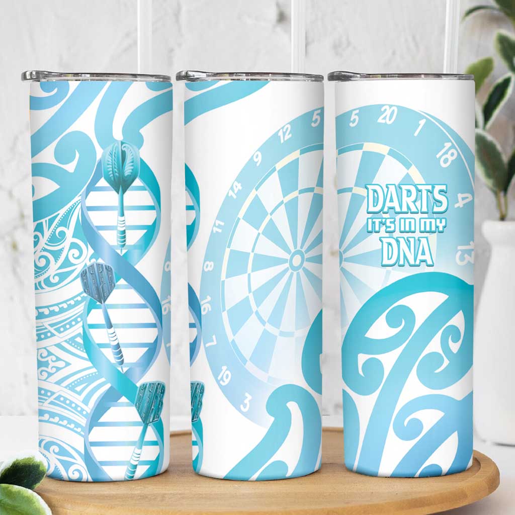 New Zealand Darts Skinny Tumbler Aotearoa Maori Its In My DNA White LT14 - Polynesian Pride