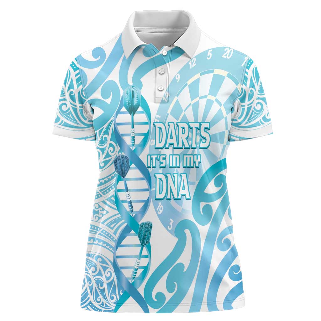 Personalised New Zealand Darts Women Polo Shirt Aotearoa Maori Its In My DNA White - Polynesian Pride