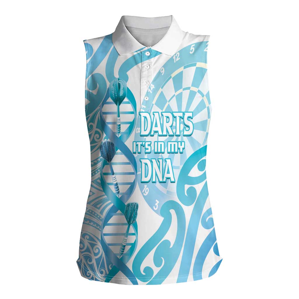 Personalised New Zealand Darts Women Sleeveless Polo Shirt Aotearoa Maori Its In My DNA White LT14 Female White - Polynesian Pride