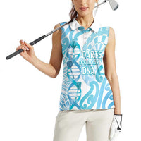 Personalised New Zealand Darts Women Sleeveless Polo Shirt Aotearoa Maori Its In My DNA White LT14 - Polynesian Pride