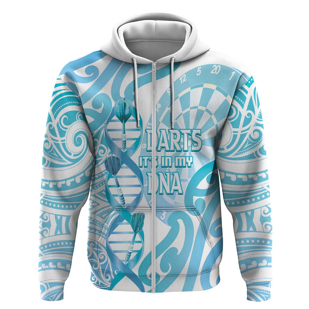 Personalised New Zealand Darts Zip Hoodie Aotearoa Maori Its In My DNA White LT14 Zip Hoodie White - Polynesian Pride