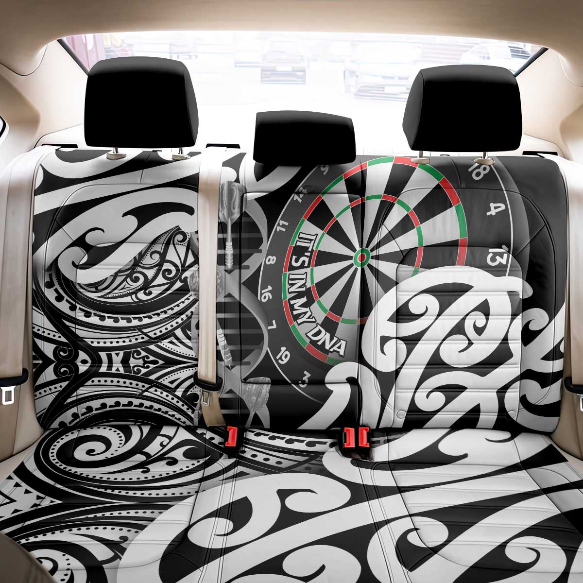 New Zealand Darts Back Car Seat Cover Aotearoa Maori Its In My DNA Black LT14 - Polynesian Pride