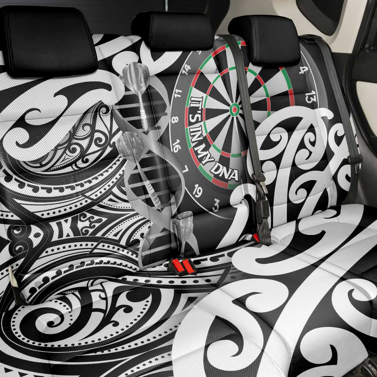 New Zealand Darts Back Car Seat Cover Aotearoa Maori Its In My DNA Black LT14 - Polynesian Pride