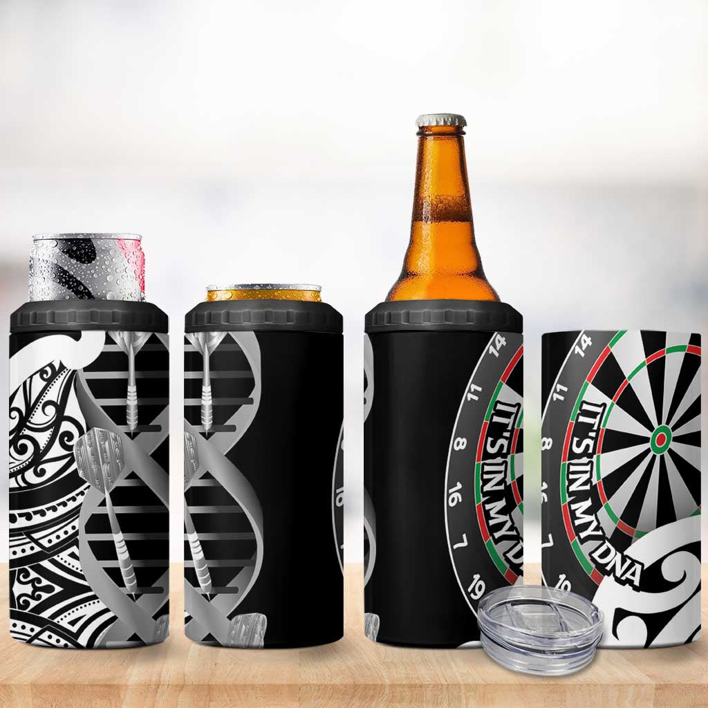 New Zealand Darts 4 in 1 Can Cooler Tumbler Aotearoa Maori Its In My DNA Black LT14 - Polynesian Pride