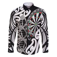 Personalised New Zealand Darts Family Matching Mermaid Dress and Hawaiian Shirt Aotearoa Maori Its In My DNA Black LT14 Dad's Shirt - Long Sleeve Black - Polynesian Pride
