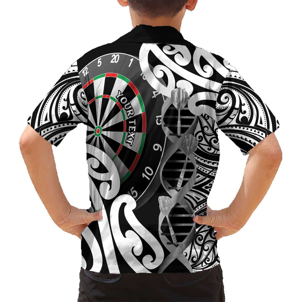 Personalised New Zealand Darts Family Matching Puletasi and Hawaiian Shirt Aotearoa Maori Its In My DNA Black LT14 - Polynesian Pride