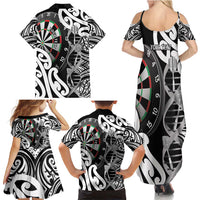 Personalised New Zealand Darts Family Matching Summer Maxi Dress and Hawaiian Shirt Aotearoa Maori Its In My DNA Black LT14 - Polynesian Pride