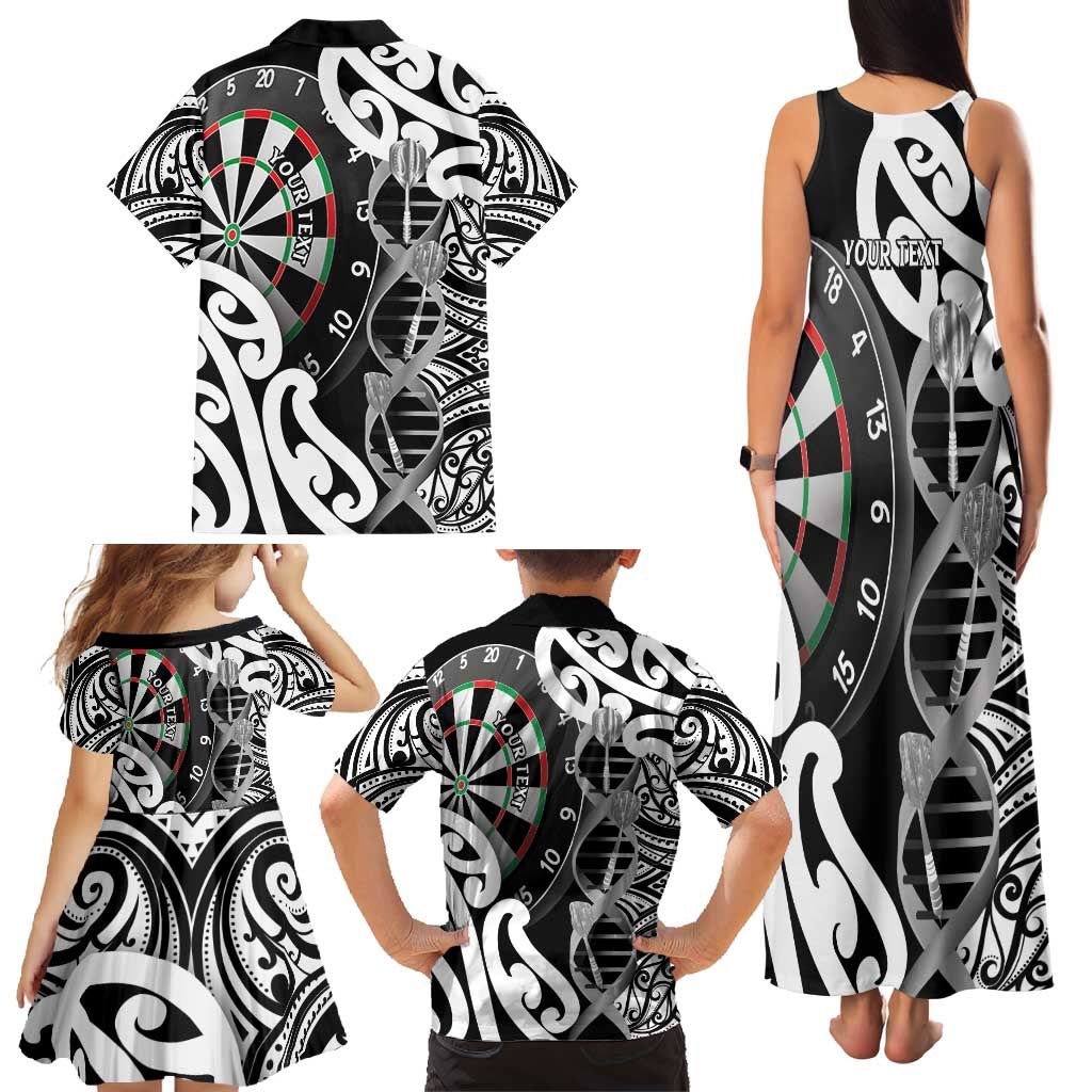 Personalised New Zealand Darts Family Matching Tank Maxi Dress and Hawaiian Shirt Aotearoa Maori Its In My DNA Black LT14 - Polynesian Pride
