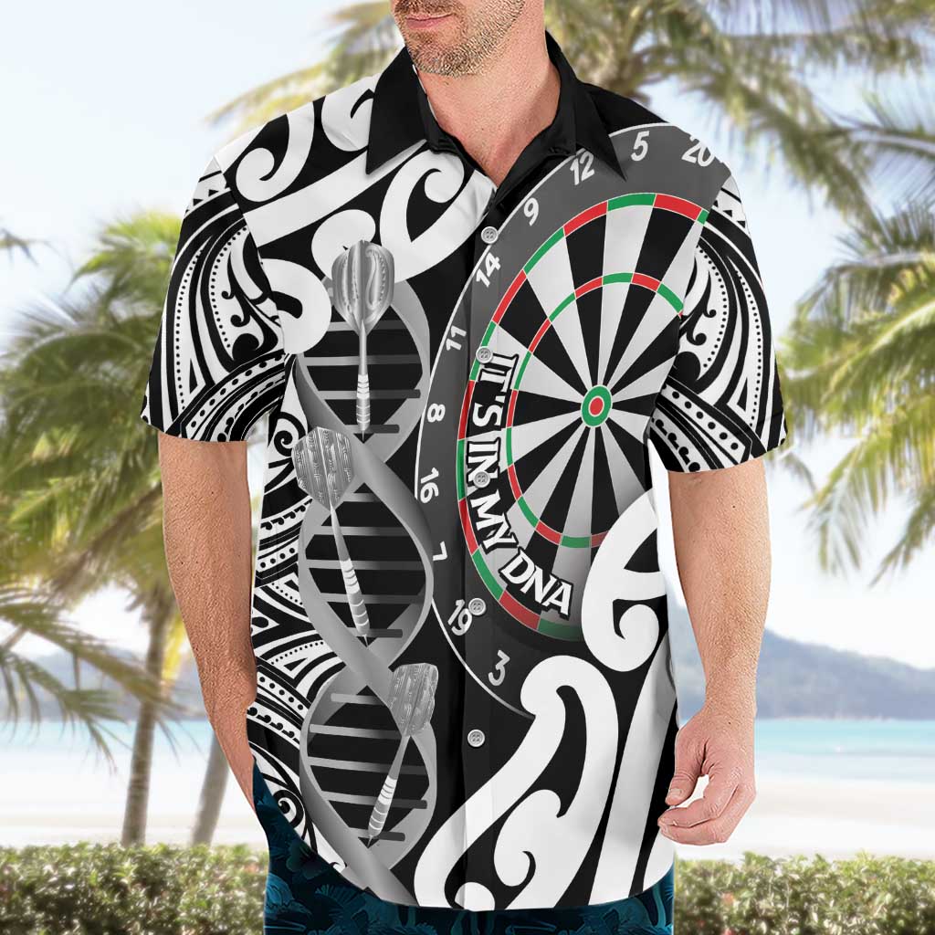 Personalised New Zealand Darts Hawaiian Shirt Aotearoa Maori Its In My DNA Black LT14 - Polynesian Pride