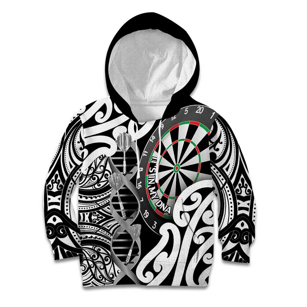 Personalised New Zealand Darts Kid Hoodie Aotearoa Maori Its In My DNA Black LT14 Hoodie Black - Polynesian Pride
