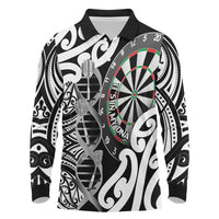 Personalised New Zealand Darts Long Sleeve Polo Shirt Aotearoa Maori Its In My DNA Black LT14 Black - Polynesian Pride