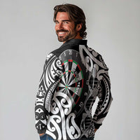 Personalised New Zealand Darts Long Sleeve Polo Shirt Aotearoa Maori Its In My DNA Black LT14 - Polynesian Pride