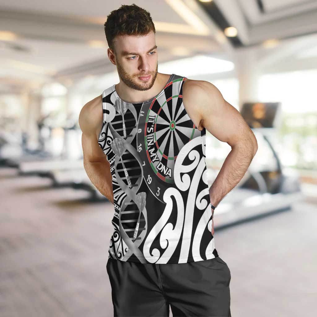 Personalised New Zealand Darts Men Tank Top Aotearoa Maori Its In My DNA Black LT14 Black - Polynesian Pride