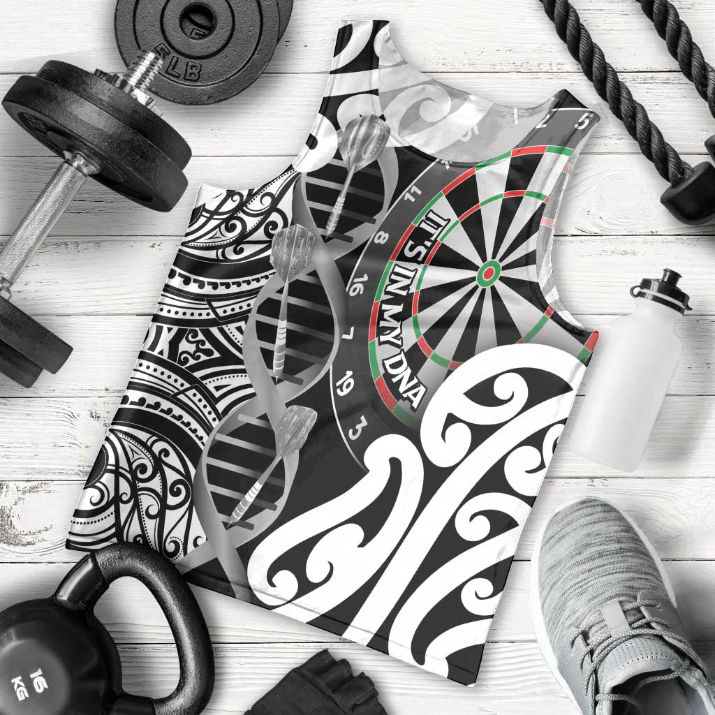 Personalised New Zealand Darts Men Tank Top Aotearoa Maori Its In My DNA Black LT14 - Polynesian Pride
