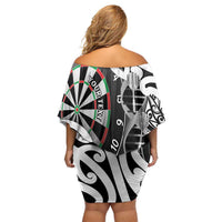 Personalised New Zealand Darts Off Shoulder Short Dress Aotearoa Maori Its In My DNA Black LT14 - Polynesian Pride