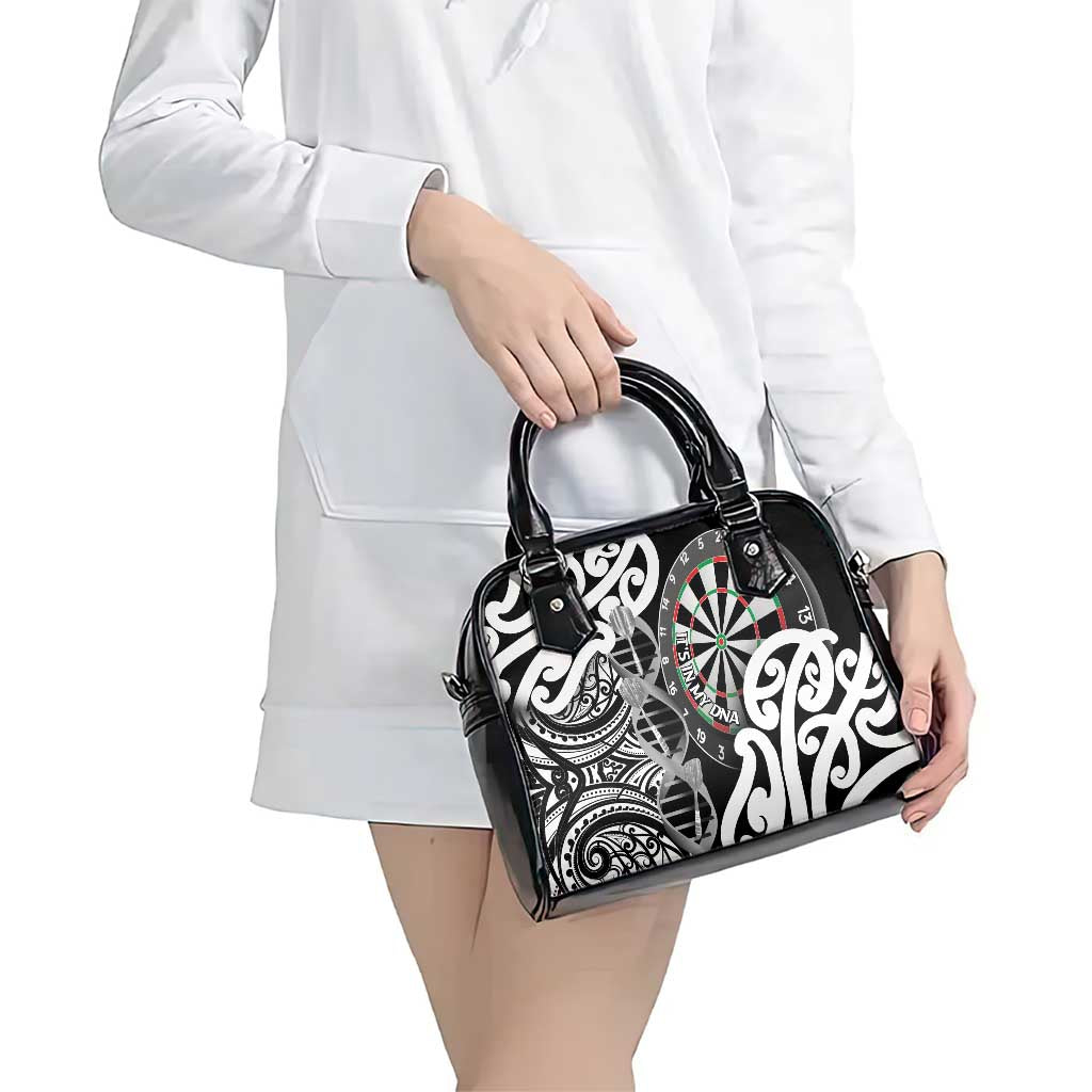 New Zealand Darts Shoulder Handbag Aotearoa Maori Its In My DNA Black - Polynesian Pride