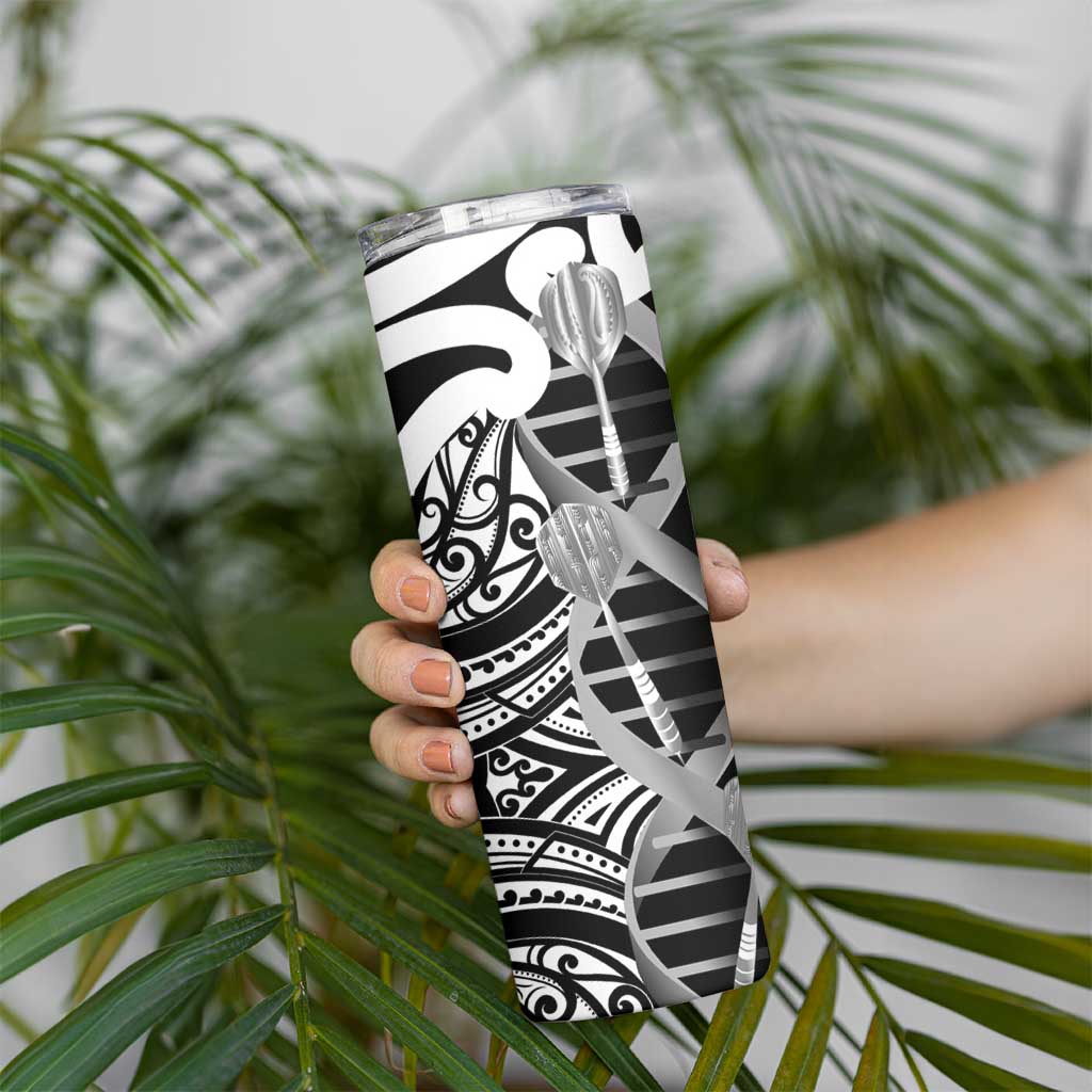New Zealand Darts Skinny Tumbler Aotearoa Maori Its In My DNA Black LT14 - Polynesian Pride