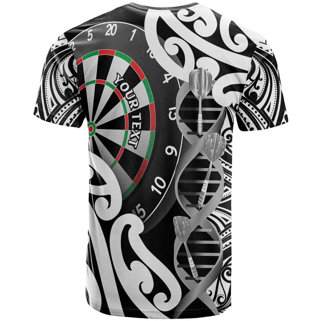 Personalised New Zealand Darts T Shirt Aotearoa Maori Its In My DNA Black LT14 - Polynesian Pride